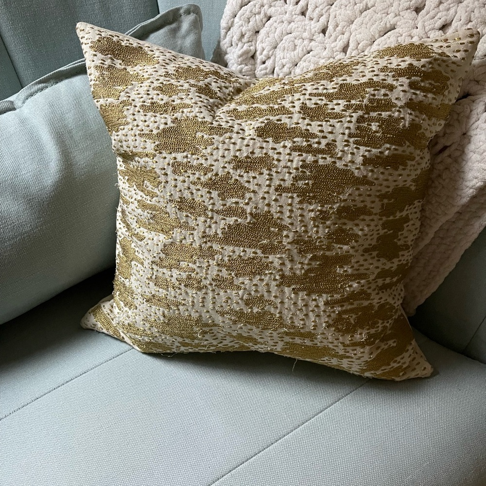 West Elm Gold and Cream Decorative Pillow Cover ONLY